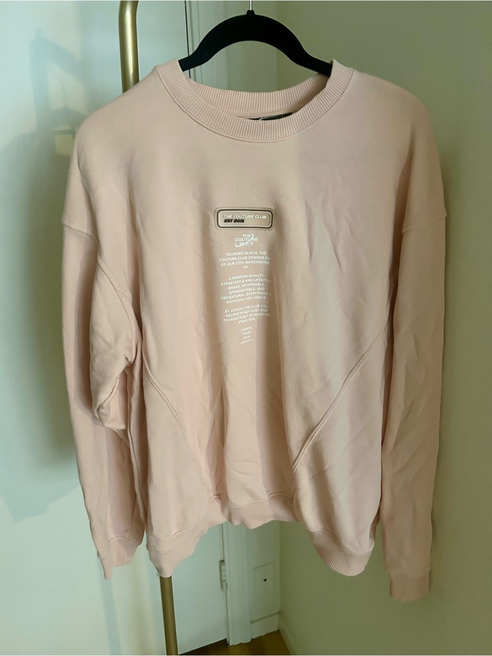 The Couture Club Oversized Graphic Sweatshirt Blush Pink |Streetwear Crewneck
